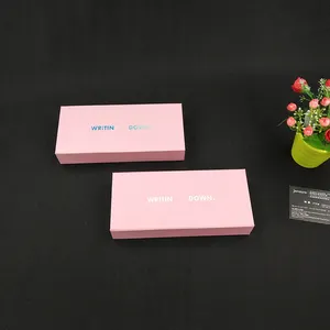 哑光粉红色定制徽标印刷纸板磁性封闭笔包装礼品盒与EVA插入