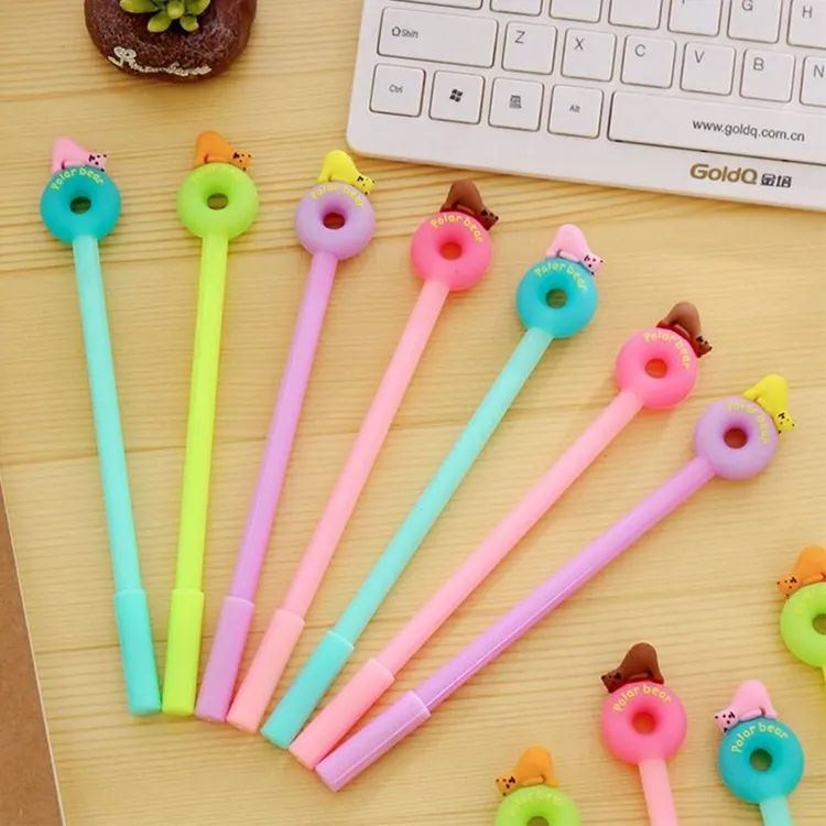 Jelly Candy Color 0.38Mm Bút Viết Văn Phòng Phẩm Kawaii Doughnut Polar Bear Gel Ink Pen