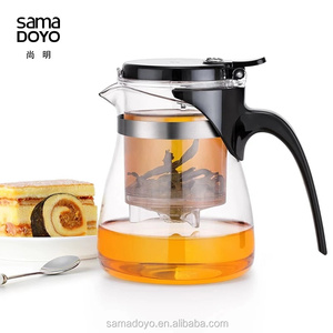 Samadoyo High Borosilicate Glass <strong>Tea</strong> <strong>Pot</strong> <strong>Set</strong> 600ml Eco-Friendly Multifunction Novelty Advanced Stainless Steel Strainer Valve - Product Image 3