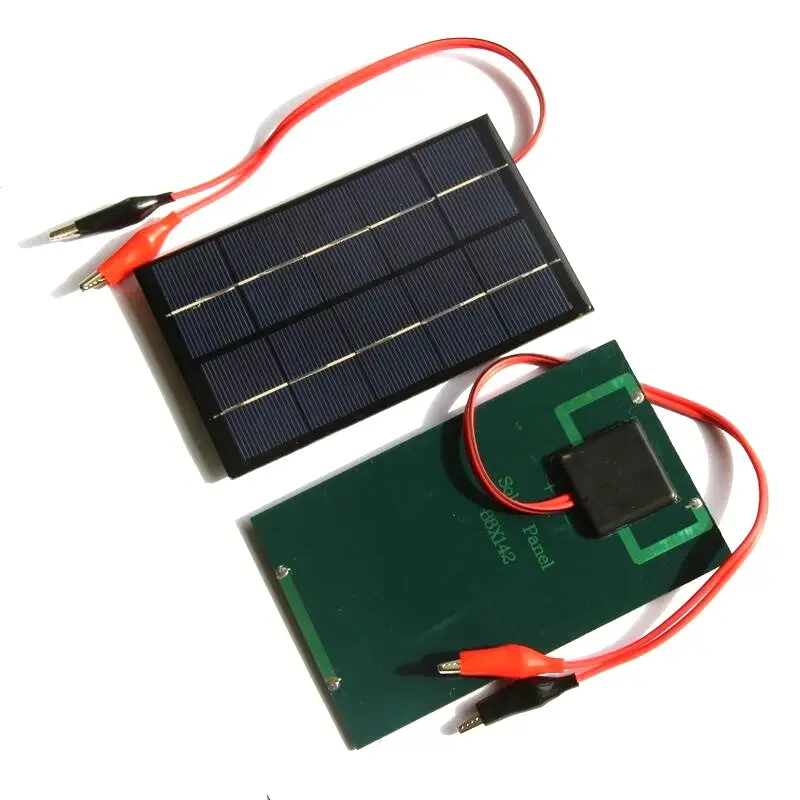 Epóxi 2W 5V Célula Solar Policristalino Do Painel Solar + Clipe Para O Sistema de Carregamento Da Bateria 3.7V Luz Estudo celdas solares