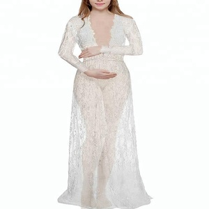 <span class=keywords><strong>Vestido</strong></span> de Maternidad para Fotografía, Sexy, Transparente, con Escote Profundo en V, Encaje, Elegante, para Sesiones Fotográficas de Verano, Vestidos para Embarazadas - Product Image 2