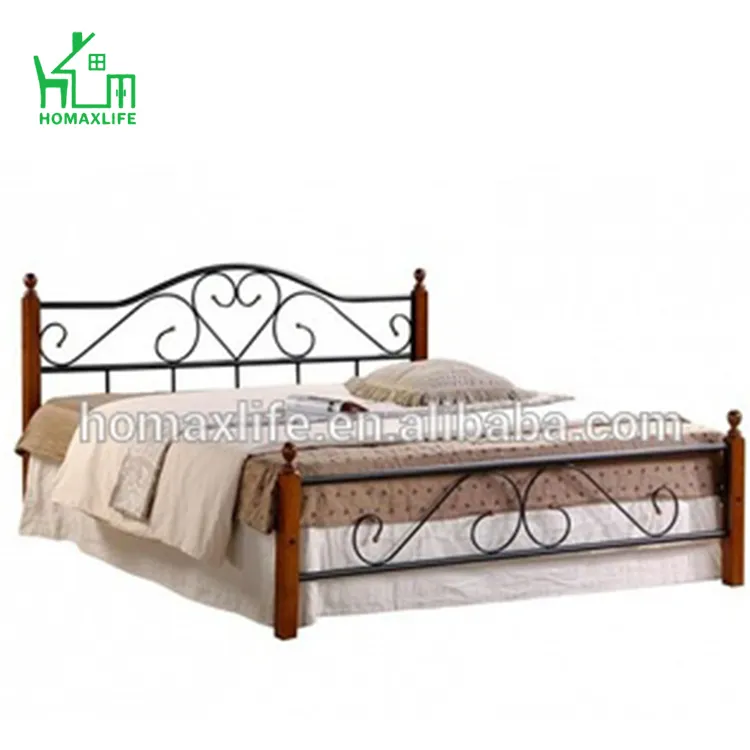 Русская деревянная мебель для спальни кровать с деревянной кровати ноги металлическая кровать HM-WLB-71
