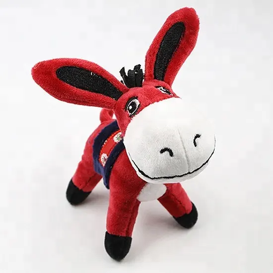 Factory Direct Funny Custom Plush Red Donkey Keyring Pendant Wholesale Cheap Stuffed Animal Soft Mini Toy Plush Donkey Keychain