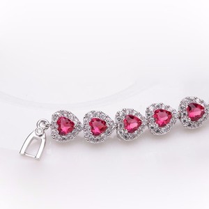 Teemi mayorista rubí de color plateado rodio Moda AAA en forma de corazón de Lujo Cubic Zirconia Mujeres joyería nupcial Tenis P - Product Image 6
