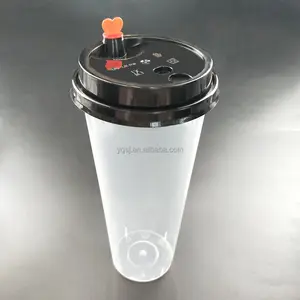 700ml /24oz clear round disposable plastic microwave safe milk tea / juice cup with lid to go supplier