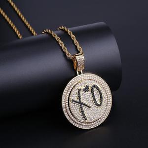 Collier à disque double couche rotatif Migos <span class=keywords><strong>Rap</strong></span> XO avec colliers pendentifs mode Zircon et <span class=keywords><strong>Love</strong></span> - Product Image 5