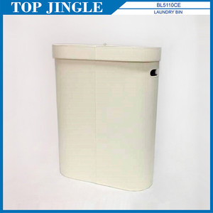 Panier simple carré en cuir synthétique PVC noir avec poignées et couvercle pour le rangement du linge sale - Product Image 3