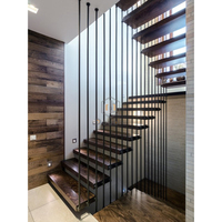 Escalier flottant avec marches en bois, kit d'escalier flottant