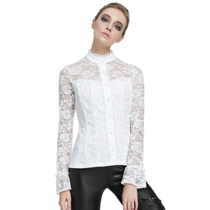 SD Women's Vintage Gothic Long Sleeve Stand Collar Lace <strong>Patchwork</strong> <strong>Shirt</strong> Tops SL000052 - Product Image 5