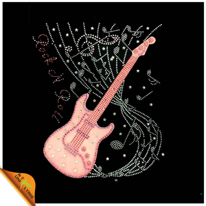 <span class=keywords><strong>rock</strong></span> n roll notas musicales guitarra rhinestone diseño en hierro- bricolaje - Product Image 1