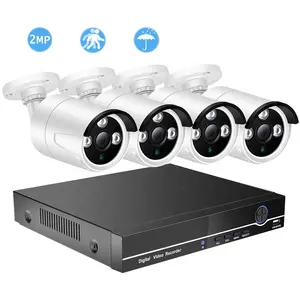 BESDER ระบบกล้องรักษาความปลอดภัย,กล้องวงจรปิดแบบ Full HD 2MP POE 4CH NVR 4ชิ้นกล้อง POE IP