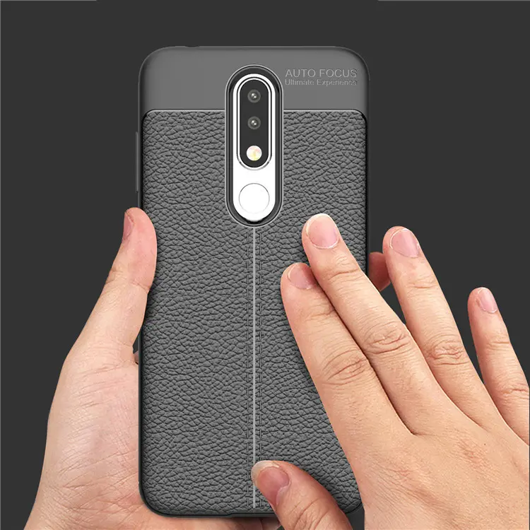 Litchi Pattern Leather Tpu Back Cover For Nokia 5.1 Plus Phone Case