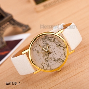 2015 nueva barato mapa del cuarzo <span class=keywords><strong>mujer</strong></span> color rosa banda <span class=keywords><strong>de</strong></span> cuero reloj - Product Image 4
