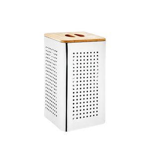 <span class=keywords><strong>Panier</strong></span> à <span class=keywords><strong>linge</strong></span> carré <span class=keywords><strong>en</strong></span> acier inoxydable pour la maison avec couvercle <span class=keywords><strong>en</strong></span> <span class=keywords><strong>bois</strong></span>, bac à <span class=keywords><strong>linge</strong></span> - Product Image 2