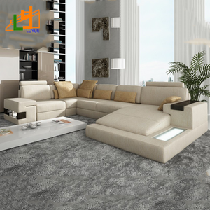 <span class=keywords><strong>Divano</strong></span> a forma di U di lusso in vera pelle stile europeo nuovi disegni per mobili da soggiorno appartamento - Product Image 2