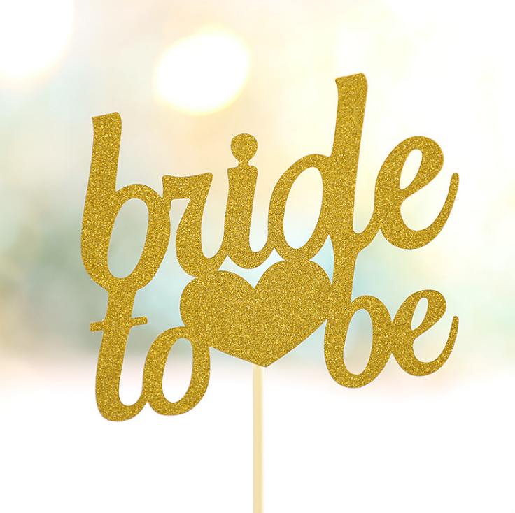 Romantic gold bride to be wedding cake topper for cake decoration