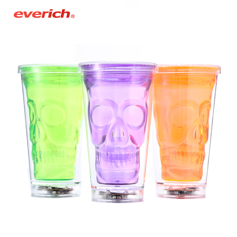 Кофейный стакан с двойными стенками с индивидуальным принтом, перезаряжаемый блеск, прозрачная пластиковая чашка с соломинкой