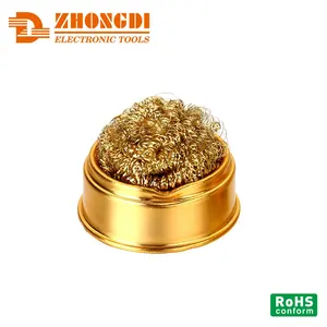 Zhongdi ZD-10W-1 ZD-10W-2 Soldering Tip Cleaner Solder Tip Cleaning Wire and Holder Coiled Brass Tip Cleaner for Cleaning Solder