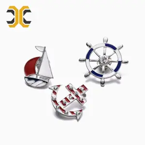 custom soft enamel sailboat anchor helm 3d lapel pin