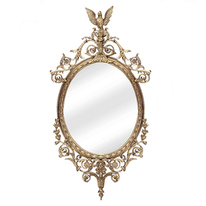 BISINI Luxurious European Antique Decoration Luxury <strong>Hanging</strong> Baroque Copper and Glass Oval <strong>Mirror</strong> for Gift BF08-SJ100018 - Product Image 1