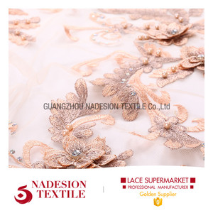 100% polyester africaine george tissu avec des pierres pêche - Product Image 3