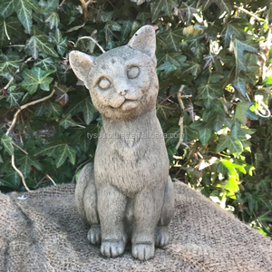 Decoração moderna de jardim, grande estátua de gato de granito tamanho vida pedra escultura de gato