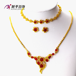 Xuping China 24K color oro esmeraldas colorados estilo innovativo set de joyas para mujeres - Product Image 1
