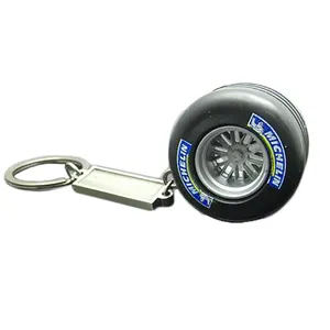 Metalen Tyre Sleutelhanger 3D Auto Ronde Band Reclame Gift Rubber Wiel Sleutelhanger