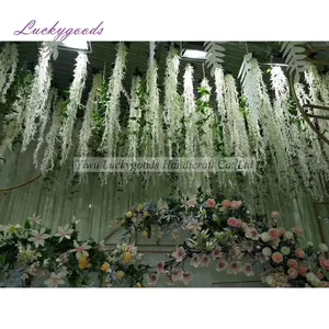 LF648 son tasarım yapay uzun kuru çiçek beyaz asılı wisteria çiçek toptan