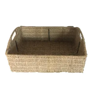 橱柜壁橱容器用麻绳编织储物立方体篮