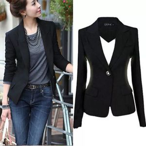 Thick/Thin 3XL Plus Size Women Jackets Outwear Slim Sexy Black Long Sleeve Crop Tops One Button Casual Business Suit OL Style