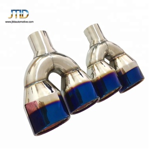Embout d'échappement universel double 3 "à double paroi et angle décalé avec flamme bleue - Product Image 1