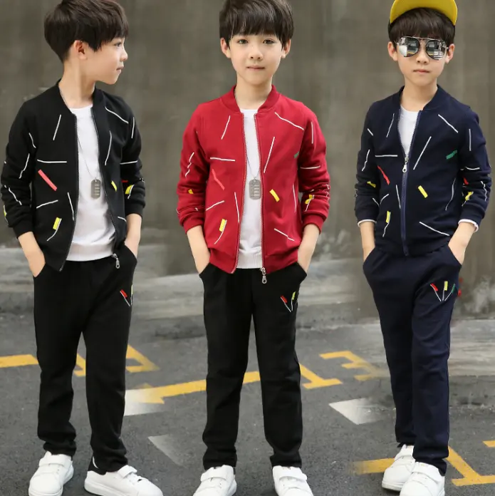 Wholesale fashion design children clothing sets winter/autumn splicing two piece pattern young boys camouflage suits