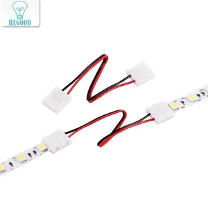 Conector de tira led dupla 2pin 10mm, com fio livre e conector sem necessidade de solda/solda para 5050/5630 led tira