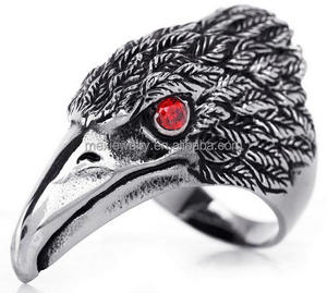 High Quality Stainless Steel Antique Retro Vintage Gothic Puck Hawk Eagle Head shape ring