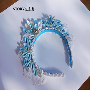 Christmas Teenager Toddler Girls Baby the Ice <strong>Alice</strong> Princess Light Blue Winter Flower Bow Crown Tiara Tsumami Kanzashi <strong>Headbands</strong> - Product Image 4