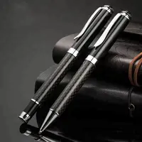 Тяжелая Роскошная шариковая ручка с металлическим роликом и логотипом под заказ, ручка из углеродного волокна