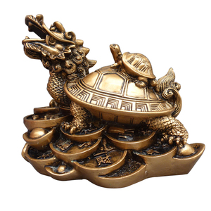 Tortue de dragon chinois de 3 pouces Feng Shui Décoration de la maison Motif <span class=keywords><strong>animal</strong></span> en résine - Product Image 5