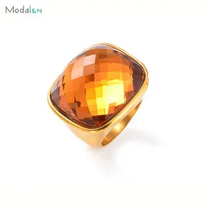 Modalen Custom Man Engagement Crystal Natural Stone Stainless Steel Ring