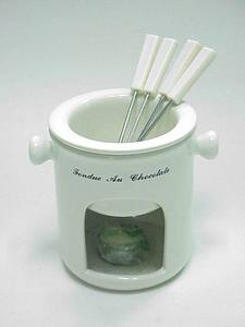 Service à fondue en porcelaine au chocolat à 2 petites poignées - Product Image 2