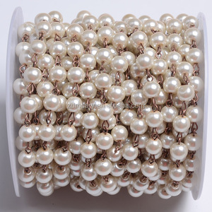 Hot D I Y accessori per gioielli imitazione catena di perle bianche catena di <span class=keywords><strong>rosario</strong></span> in <span class=keywords><strong>argento</strong></span> antico con spilla da vista per collana - Product Image 3