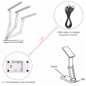 현대 민감한 터치 컨트롤 dimmable <span class=keywords><strong>USB</strong></span> 충전식 독서 빛 휴대용 접이식 테이블 책상 램프 - Product Image 4