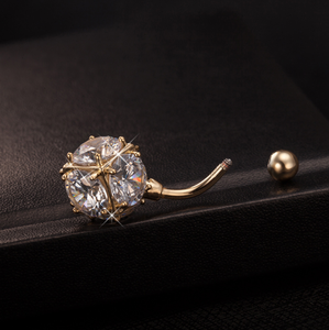 Commercio <span class=keywords><strong>all</strong></span>'ingrosso della fabbrica di figura del cubo lucido trasparente colorato di cristallo DELLA CZ di zircon body piercing in acciaio al titanio gioielli anelli del tasto di pancia - Product Image 5