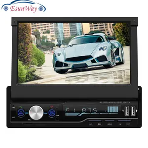 EsunWay 1Din 7inch Retractable HD Touch Screen Car Stereo Multi media MP5 Player RDS FM AM Radio Radio USB AUX FM