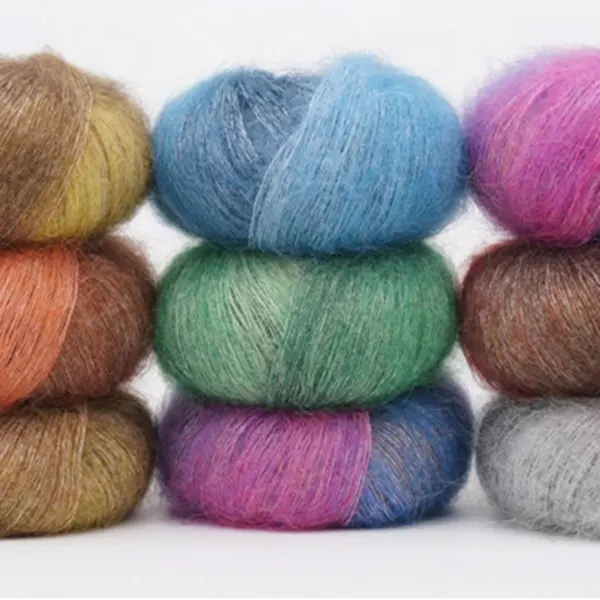 毛糸セグメント染色キッドモヘアウール手編み
