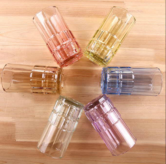 Haonai 230ml drinking glass water glass cup 6 assortment color