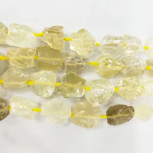 Lemon Quartz lump gemstone citrine strands natural nuggets crystal beads rough strand 15.5" raw stone bead for jewelry making