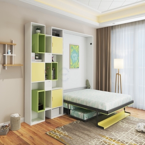 <span class=keywords><strong>Cama</strong></span> Mecánica Plegable de Diseño Innovador, <span class=keywords><strong>Cama</strong></span> <span class=keywords><strong>Vertical</strong></span> Tipo Murphy con Estantería y Sofá - Product Image 1