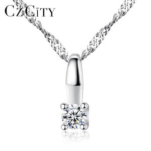 CZCITY Tiny Cubic Zirconia <span class=keywords><strong>collana</strong></span> <span class=keywords><strong>sottile</strong></span> 925 ciondolo a catena carino donna gioielli in <span class=keywords><strong>argento</strong></span> piccolo ciondolo - Product Image 1