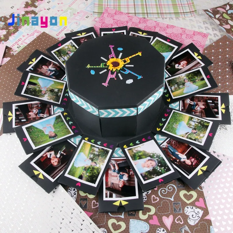 Jinayon Boîte à explosion romantique surprise personnalisée en forme de neuf pour album photo de bricolage pour anniversaire/noël/saint valentin Produit en papier